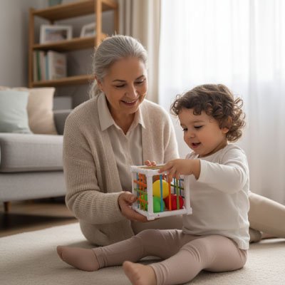 Jouet eveil bebe  avec grand mère