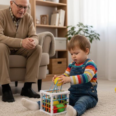 Jouet eveil bebe avec grand père