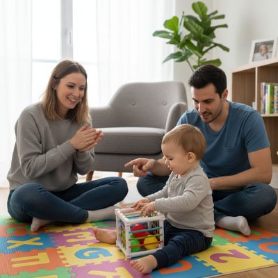 Jouet eveil bebe avec les parents