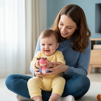 Jouet eveil bebe avec maman généreuse