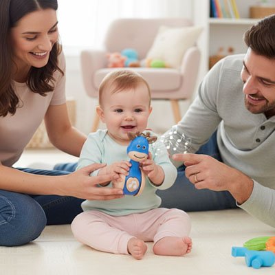 Jouet eveil bebe avec parents contents