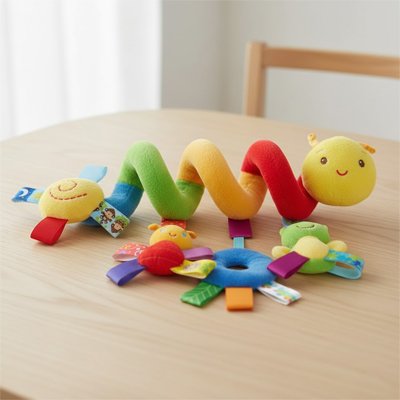 Jouet eveil bebe spirale sur la table
