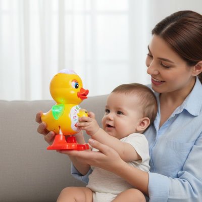 Jouet eveil bebe stimulant maman contente