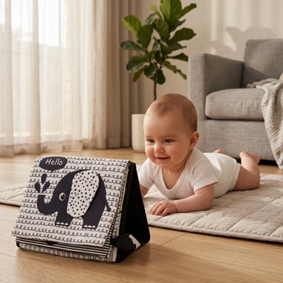 Livre bébé éléphant noir et blanc