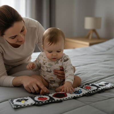 Livre bebe en tissus aide la maman