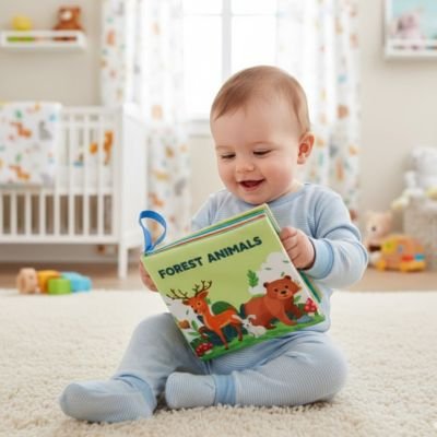 Livre bebe en tissus  animaux de la foret 