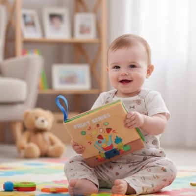 Livre bebe en tissus  bebe content