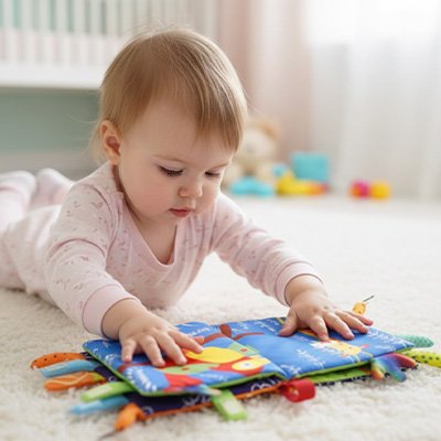 Livre bebe en tissus  bébé en belle posture