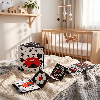 livre bebe en tissus crabe et poisson