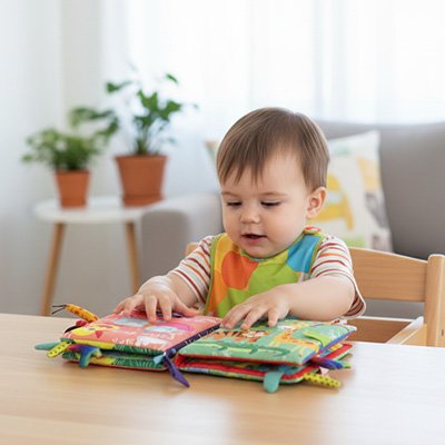 Livre bebe en tissus outils d'exploration