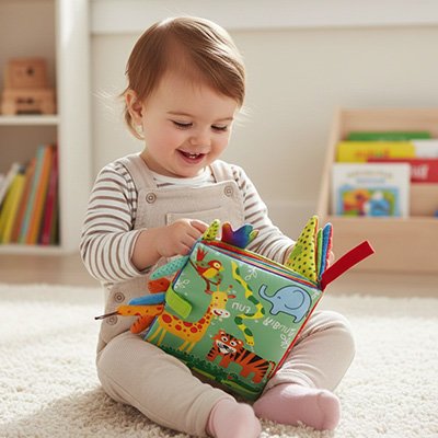 Livre bebe en tissus tigre de la jungle 
