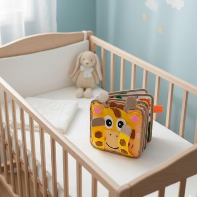 Livre bebe Girafe sur le lit