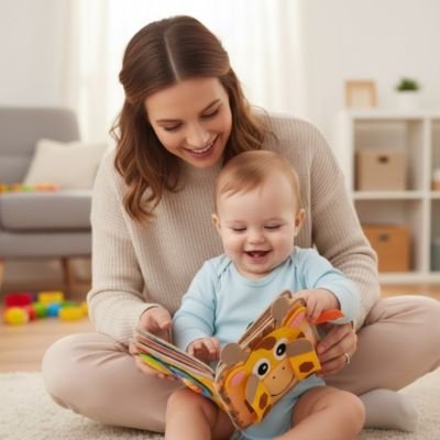 Livre bebe   maman contente