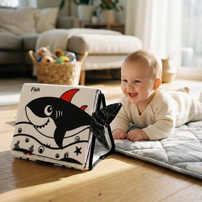 Livre bébé requin noir et blanc