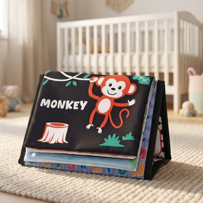 Livre bebe singe sur le tapis