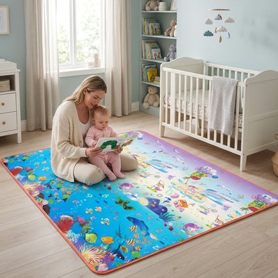 maman et son bébé sur le Tapis de sol bébé océan
