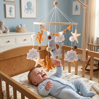 Mobile bebe dauphin  blanc