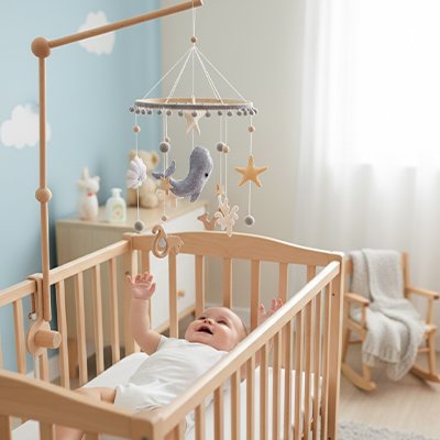 Mobile bebe  dauphin gris