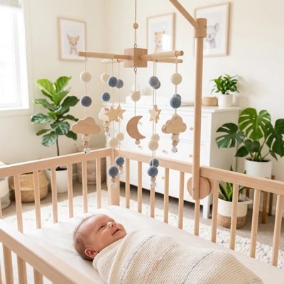 Mobile bébé suspendu et bébé allongé