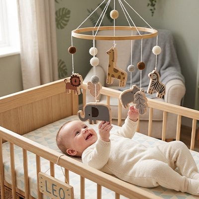 Mobile pour bébé touche les animaux