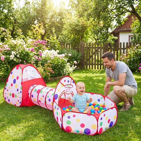 piscine a balle bébé 3 en 1 rouge