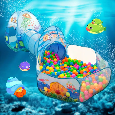 piscine a balle bebe bleu 3 en 1 dans océan