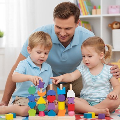 Puzzle bois enfants avec papa