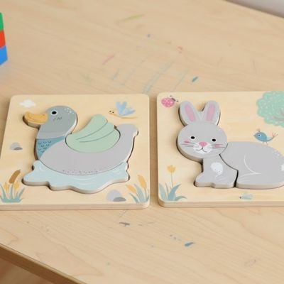 Puzzle bois lapin et canard