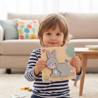Puzzle bois lapin