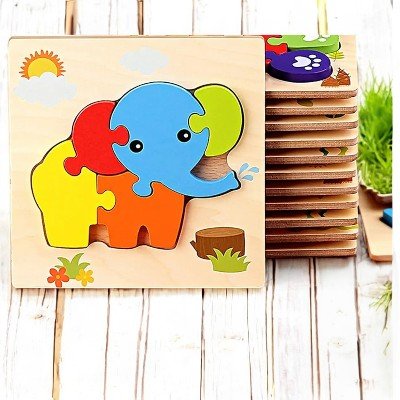 Puzzle en Bois - PuzzlePals™ - Éléphant - Maman Généreuse