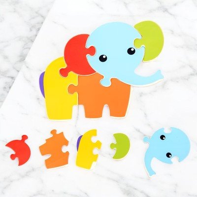 Puzzle en Bois - PuzzlePals™ - Éléphant - Maman Généreuse