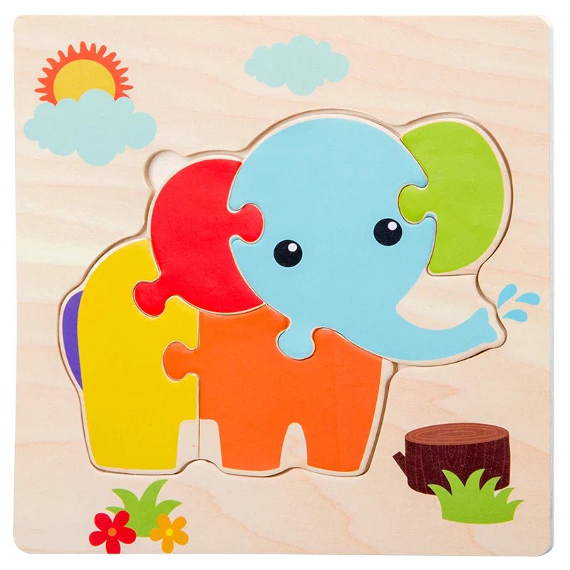 Puzzle en Bois - PuzzlePals™ - Éléphant - Maman Généreuse