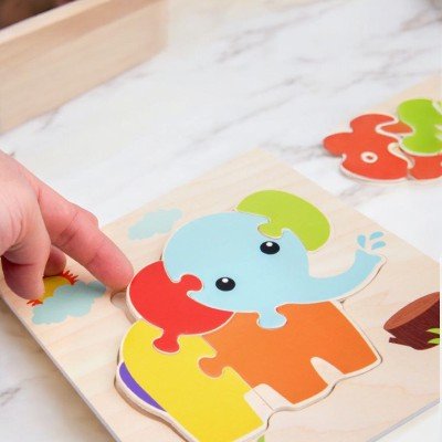 Puzzle en Bois - PuzzlePals™ - Éléphant - Maman Généreuse