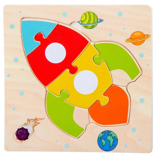 Puzzle en Bois - PuzzlePals™ - Fusée - Maman Généreuse