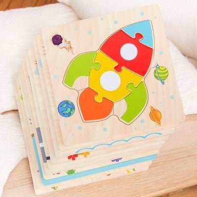 Puzzle en Bois - PuzzlePals™ - Fusée - Maman Généreuse
