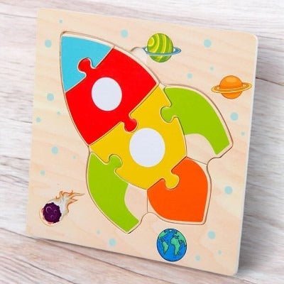 Puzzle en Bois - PuzzlePals™ - Fusée - Maman Généreuse