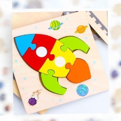 Puzzle en Bois - PuzzlePals™ - Fusée - Maman Généreuse