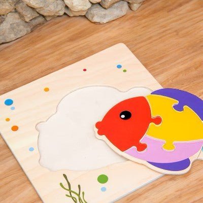 Puzzle en Bois - PuzzlePals™ - Poisson - Maman Généreuse