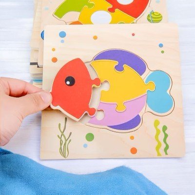 Puzzle en Bois - PuzzlePals™ - Poisson - Maman Généreuse