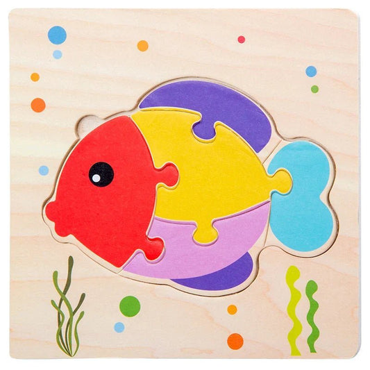 Puzzle en Bois - PuzzlePals™ - Poisson - Maman Généreuse