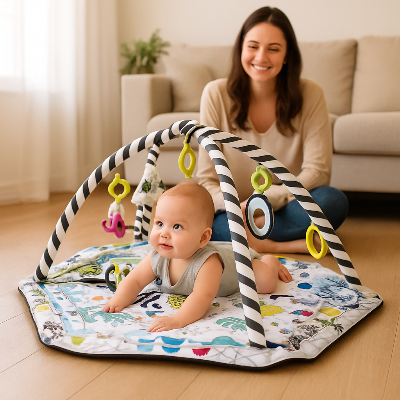 tapis d'éveil bebe maman émerveillée