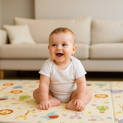 tapis d'éveil bébé très content 