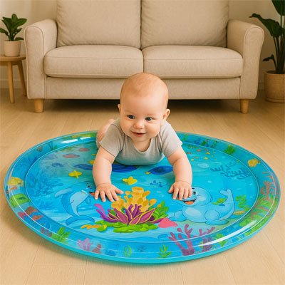Tapis d'eau bebe bleu amusant