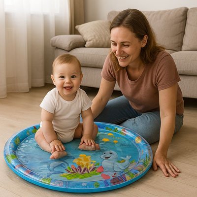 Tapis d'eau bebe violet avec maman