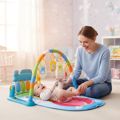 Tapis d'éveil bébé  ballon rose